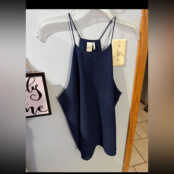 Paper Crane Sleeveless Thin Strap Top Size Women's Medium Navy - Picture 1 of 7
